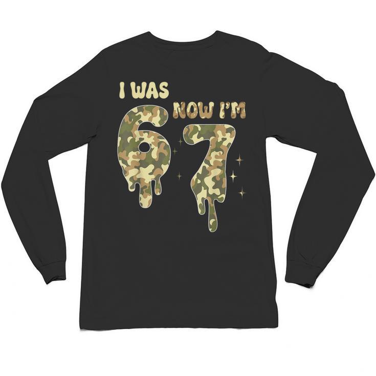 Retro I Was 6 Now I'm 7 Camo 67 Ice Cream Drip Baseball Unisex Long Sleeve T-Shirt