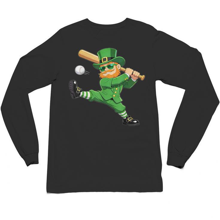 Retro Leprechaun Baseball St Patricks Day Sport Men Boy Kids Unisex Long Sleeve T-Shirt