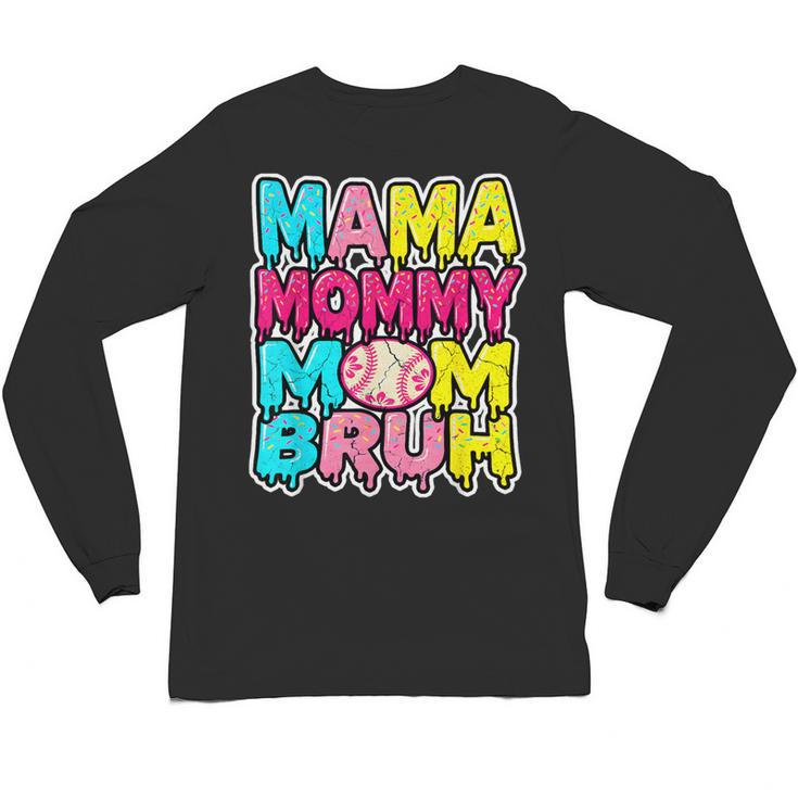 Retro Mama Mommy Mom Bruh Baseball Women Girls Unisex Long Sleeve T-Shirt