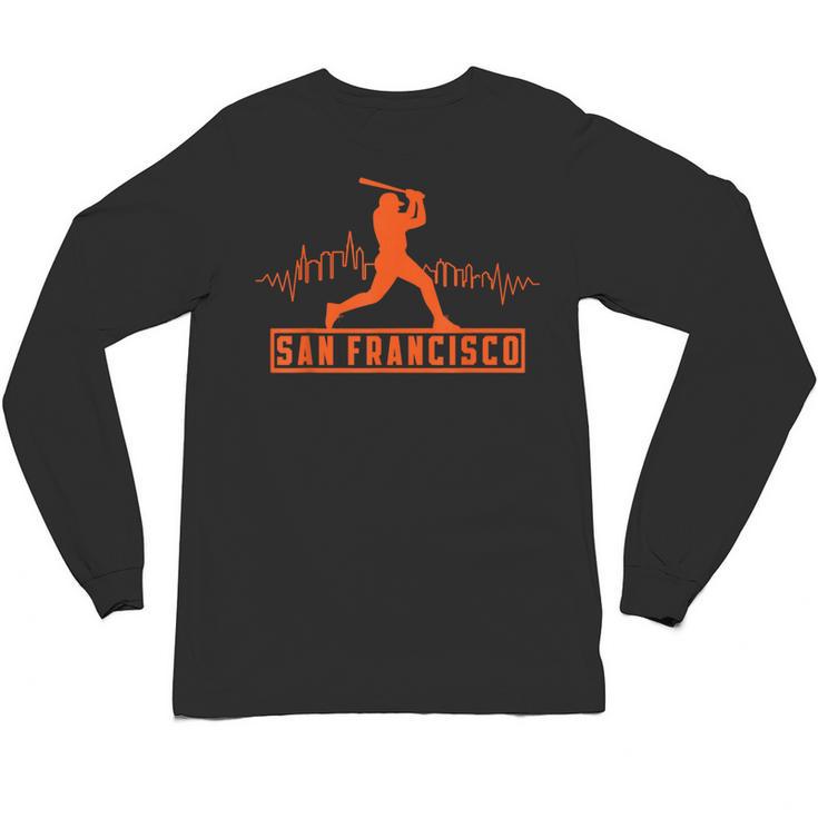 San Francisco Lovers Skyline Retro Baseball Heartbeat Men Unisex Long Sleeve T-Shirt