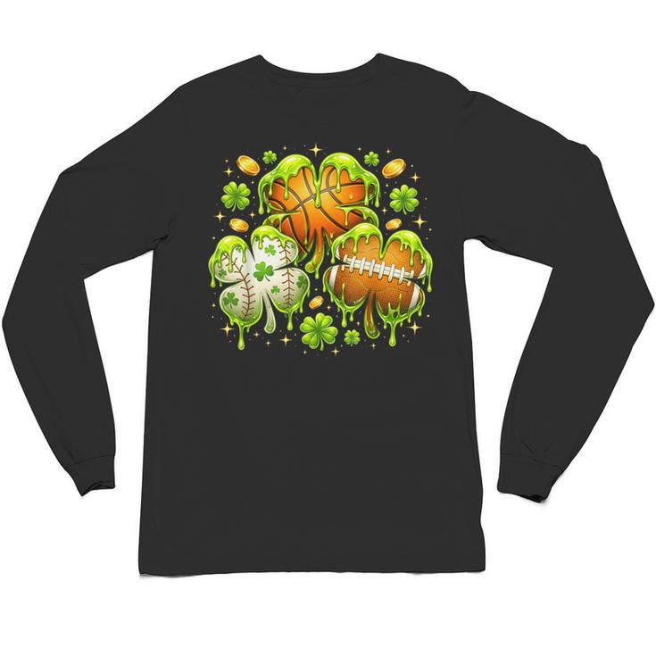 Shamrock Basketball Baseball Drip St Patrick's Day Boys Men Unisex Long Sleeve T-Shirt