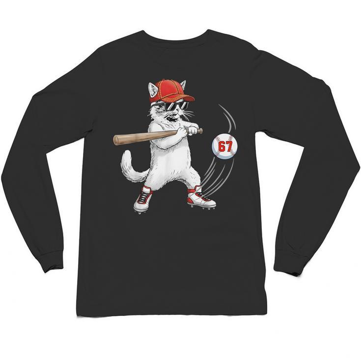 Six Seven 67 Baseball Cat Birthday Men Kids Boys Unisex Long Sleeve T-Shirt