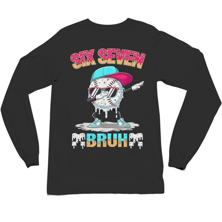 Six Seven 67 Meme Ice Cream Drip Baseball Dabbing Boy Kids Unisex Long Sleeve T-Shirt