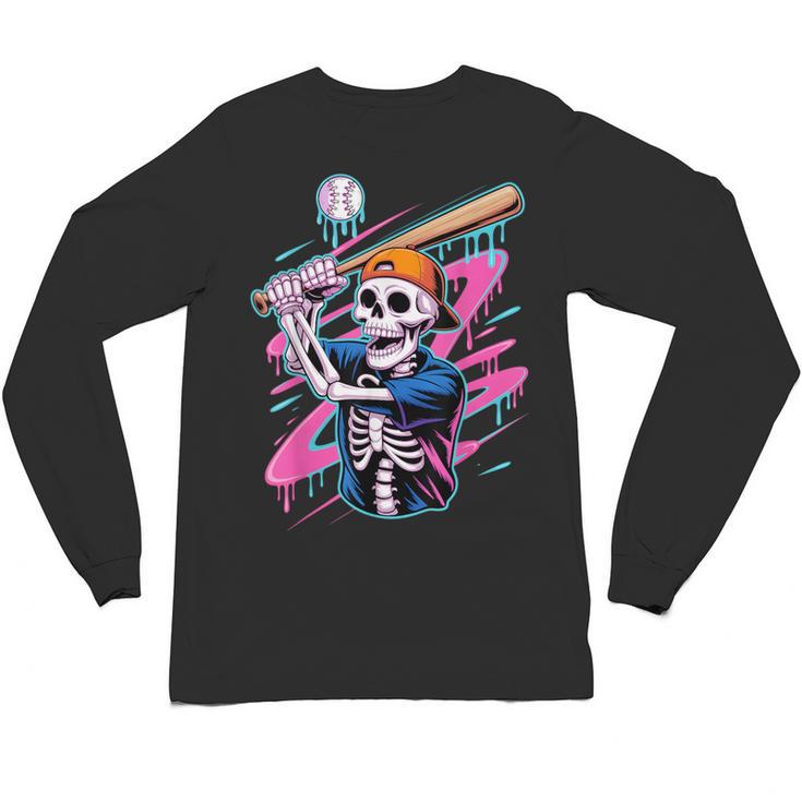 Skeleton Baseball Drip Boy Youth Dripping Baseball Halloween Unisex Long Sleeve T-Shirt