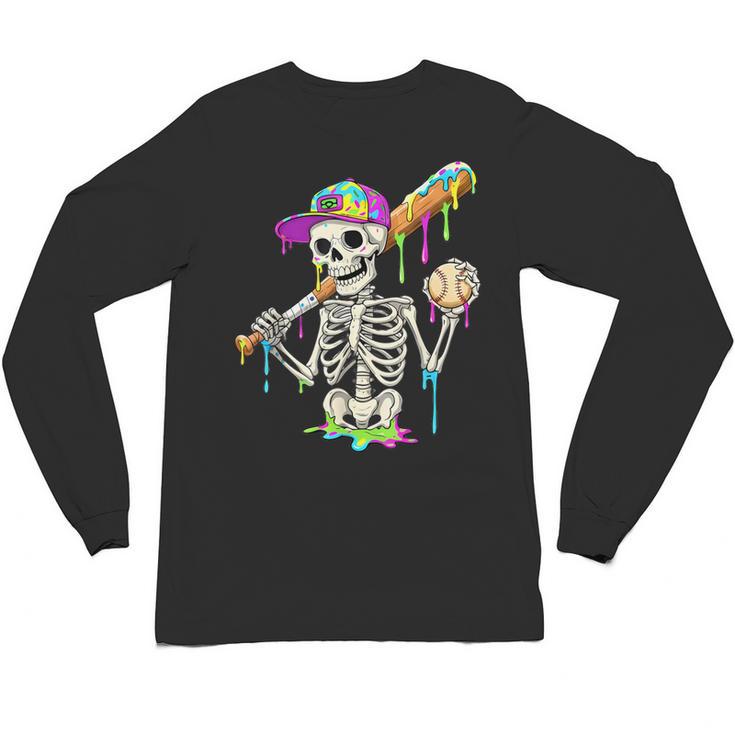 Skeleton Baseball Drip Boys Ice Cream Drip Youth Baseball Unisex Long Sleeve T-Shirt
