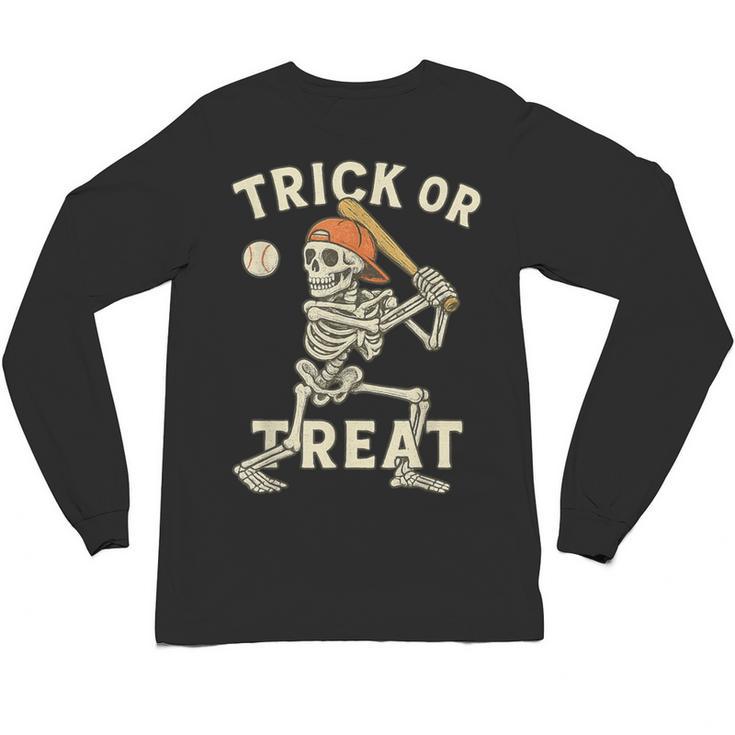 Skeleton Baseball Halloween Costume Men Boys Kids Tee Unisex Long Sleeve T-Shirt