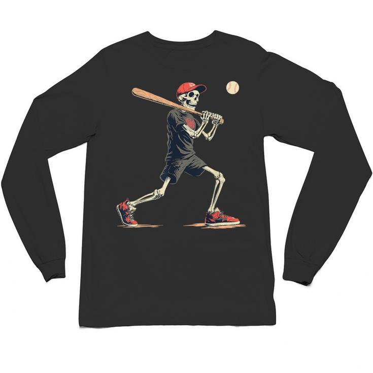 Skeleton Baseball Halloween Costume Men Boys Kids Unisex Long Sleeve T-Shirt