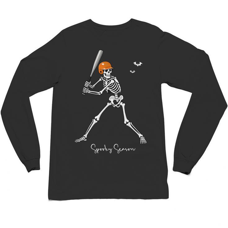 Spooky Season Skeleton Baseball Player Halloween Batter Unisex Long Sleeve T-Shirt