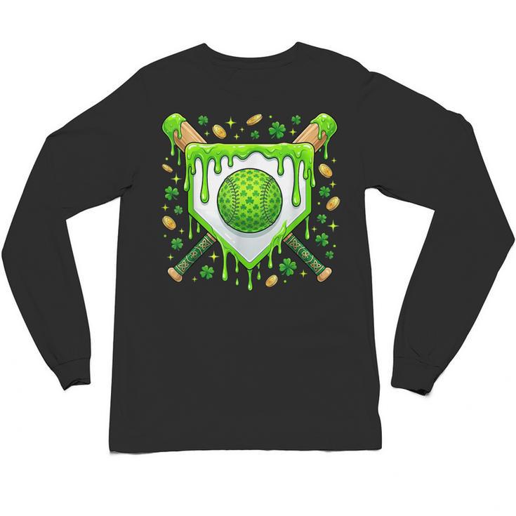 St Patrick Day Baseball Drip Ice Cream Boys Men Unisex Long Sleeve T-Shirt