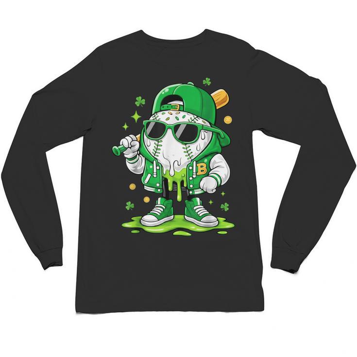 St Patrick Day Baseball Drip Ice Cream Men Boys Kids Unisex Long Sleeve T-Shirt