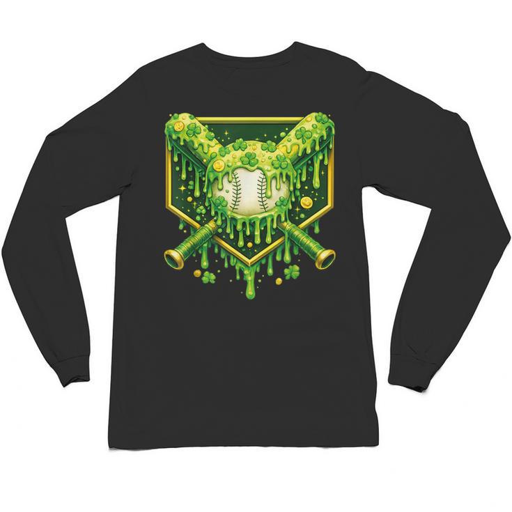 St Patrick's Day Baseball Boys Ice Cream Drip Youth Kids Unisex Long Sleeve T-Shirt