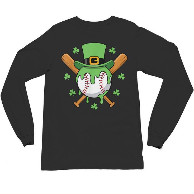 St Patricks Day Baseball Drip Ice Cream Baseball Home Plate Unisex Long Sleeve T-Shirt