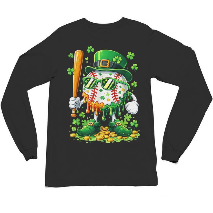 St Patricks Day Baseball Ice Cream Baseball Player Cartoon Unisex Long Sleeve T-Shirt