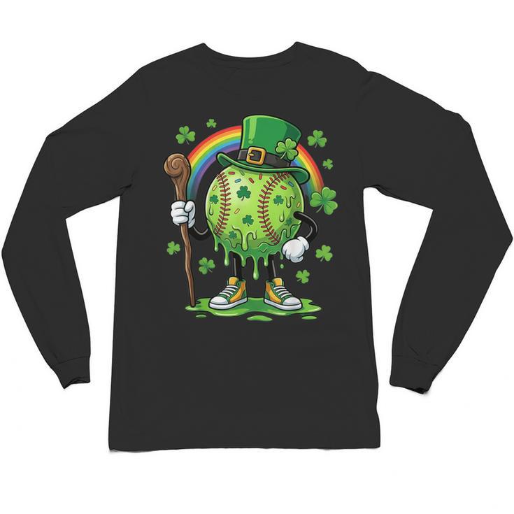 St Patricks Day Baseball Leprechaun Rainbow Green Baseball Unisex Long Sleeve T-Shirt