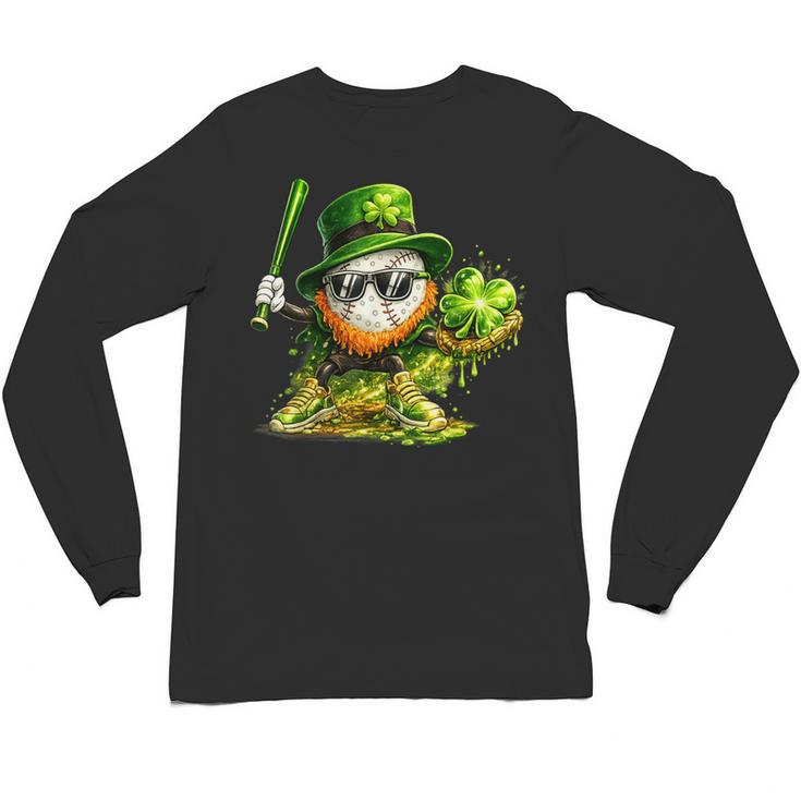 St Patrick’s Day Baseball Shamrock Player Unisex Long Sleeve T-Shirt