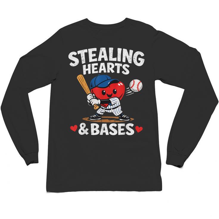Stealing Hearts & Bases Valentine’s Day Baseball Love Unisex Long Sleeve T-Shirt