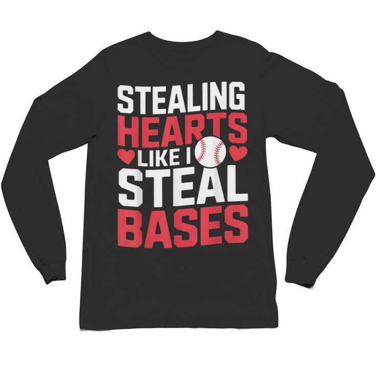Stealing Hearts Like I Steal Bases Cute Baseball Kids Unisex Long Sleeve T-Shirt