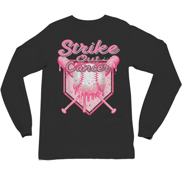 Strike Out Breast Cancer Baseball Drip For Boys Youth Unisex Long Sleeve T-Shirt