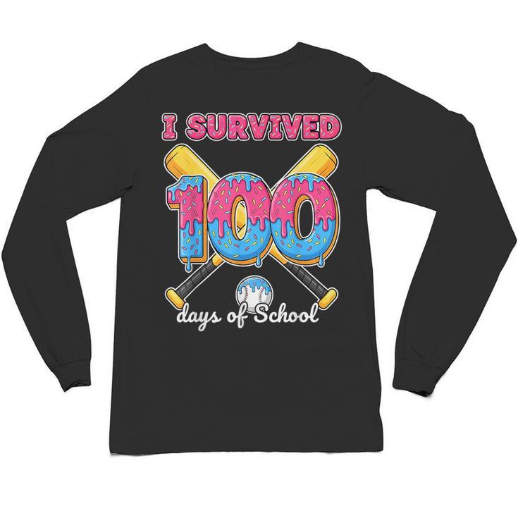 I Survived 100 Days Of School Baseball Cream Drip Boys Unisex Long Sleeve T-Shirt