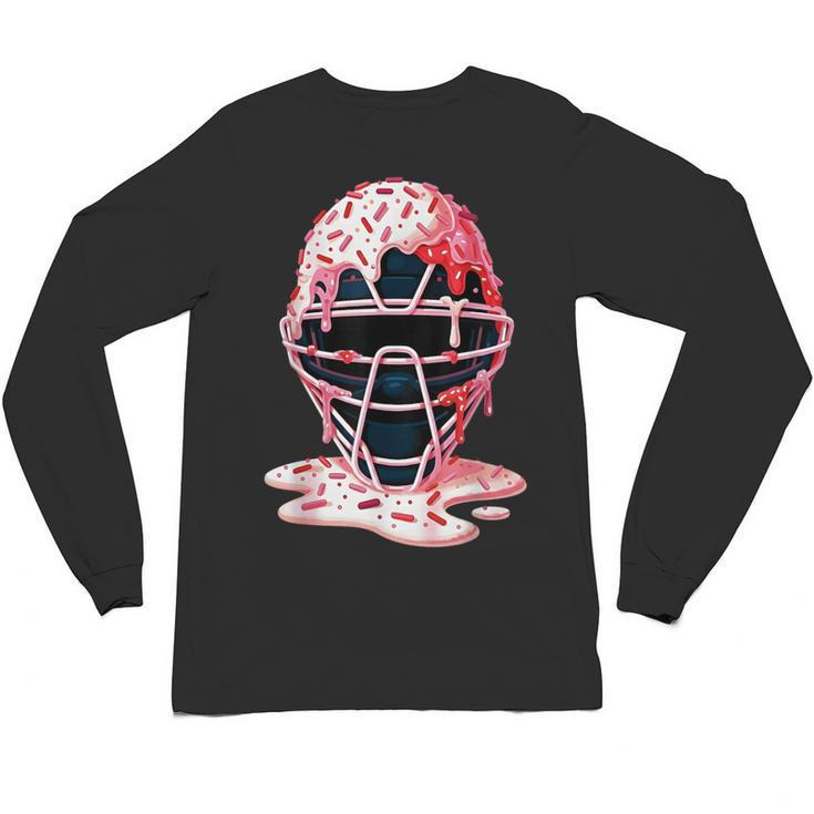 Valentine Baseball Catcher Mask Ice Cream Drip Tee For Boys Unisex Long Sleeve T-Shirt
