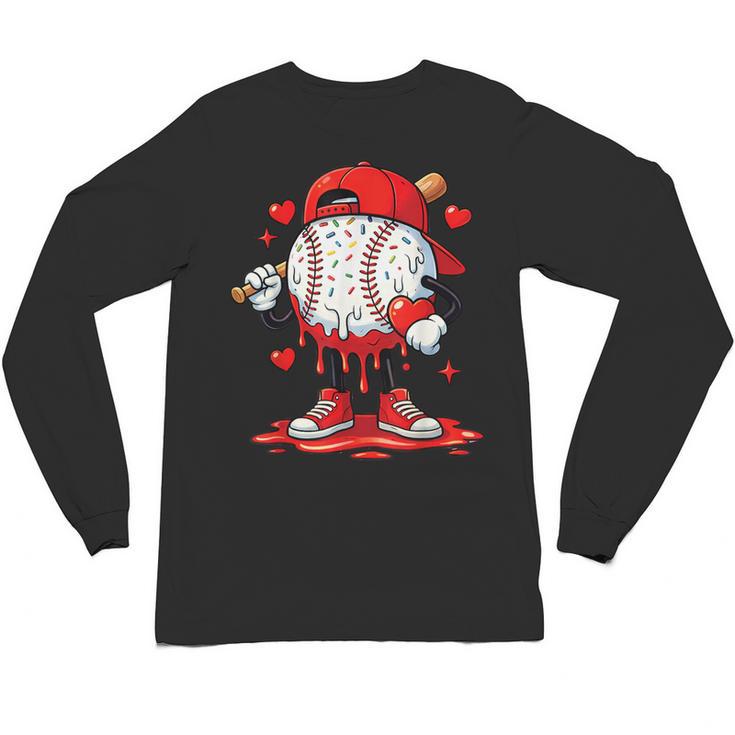 Valentine Baseball Drip Ice Cream Youth Boys Couples Unisex Long Sleeve T-Shirt
