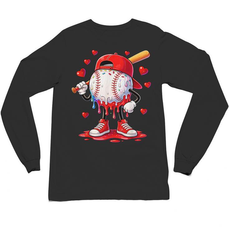 Valentine Baseball Heart Drip Sport Love Valentines Day Boys Unisex Long Sleeve T-Shirt