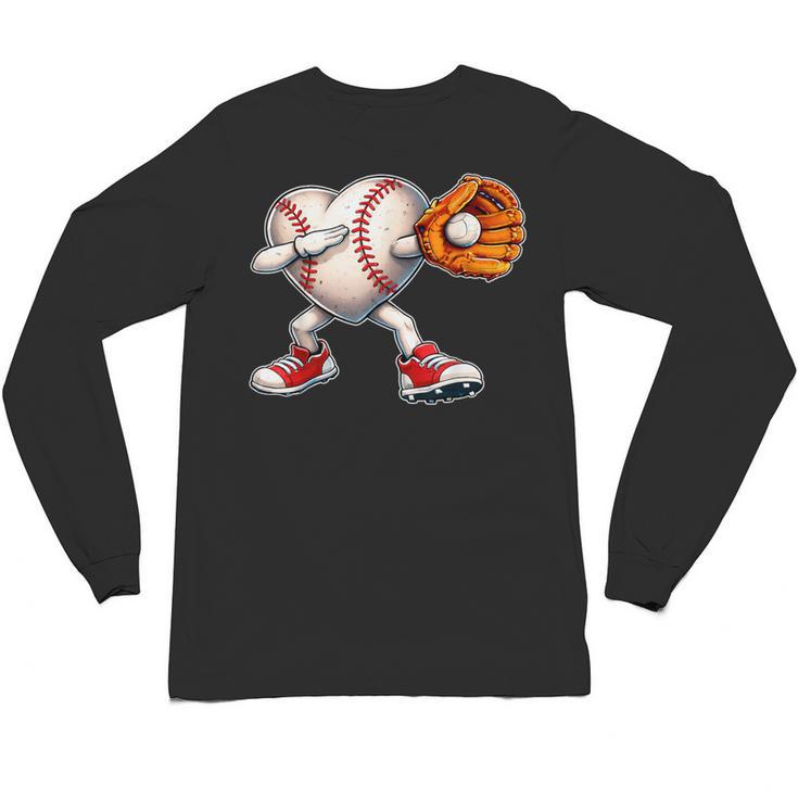 Valentine Baseball Heart Sport Love Valentines Day Boys Kids Unisex Long Sleeve T-Shirt