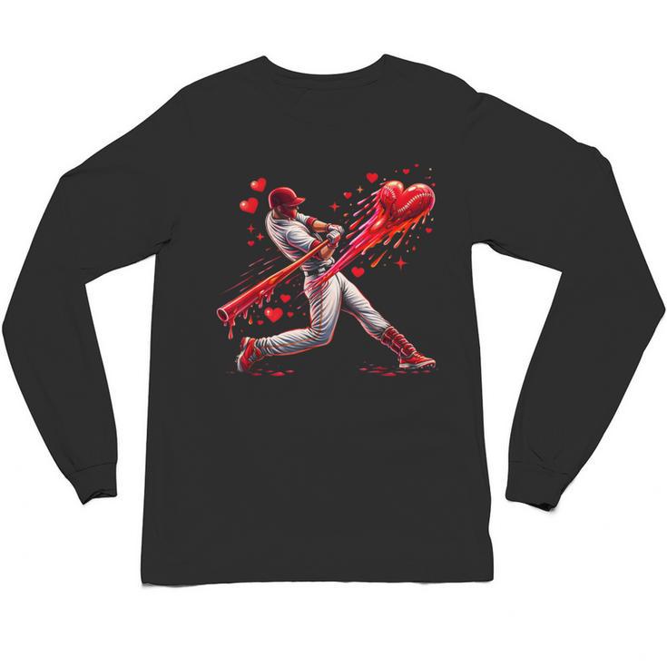Valentine Baseball Player Drip Unisex Long Sleeve T-Shirt