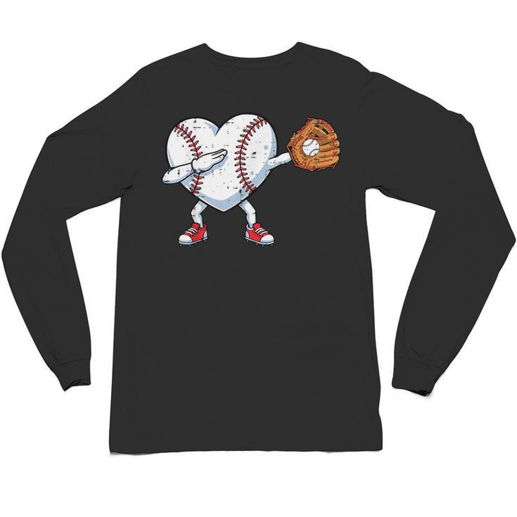 Valentines Day Baseball Ball Heart Dab Boys Kids Men Unisex Long Sleeve T-Shirt