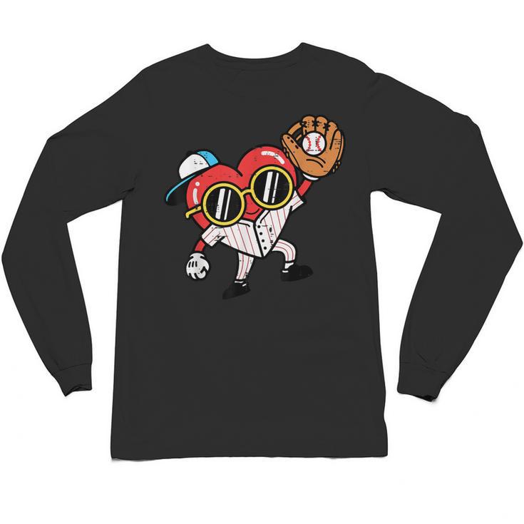 Valentines Day Baseball Heart Gloves Cute Boys Kid Youth Men Unisex Long Sleeve T-Shirt