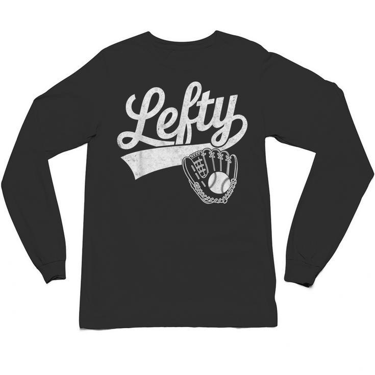 Vintage Baseball Tee Lefty Left Handed Baseball Player Unisex Long Sleeve T-Shirt
