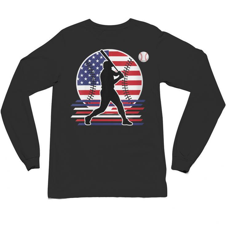 Women's Batter Patriotic American Flag Baseball Silks Unisex Long Sleeve T-Shirt