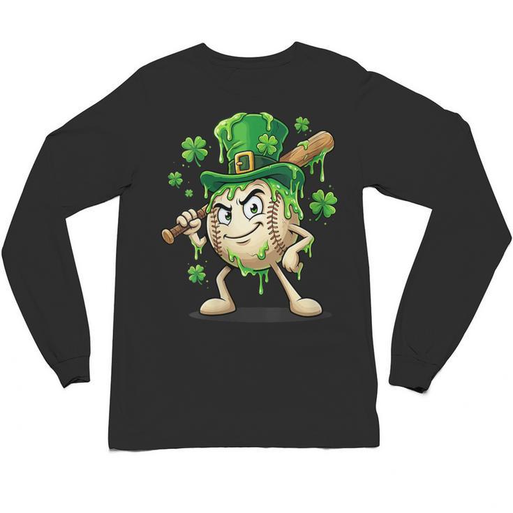 Women's St Patricks Day Baseball Leprechaun Shamrock Player Boys Kid Unisex Long Sleeve T-Shirt