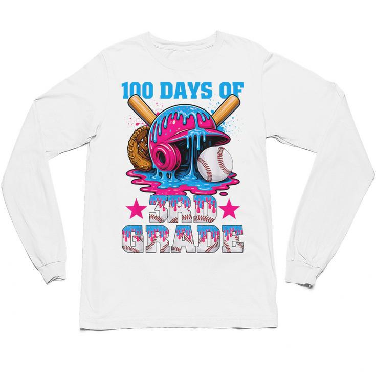 100 Days Of 3rd Grade Baseball 100th Day Of School Boys Kids Unisex Long Sleeve T-Shirt