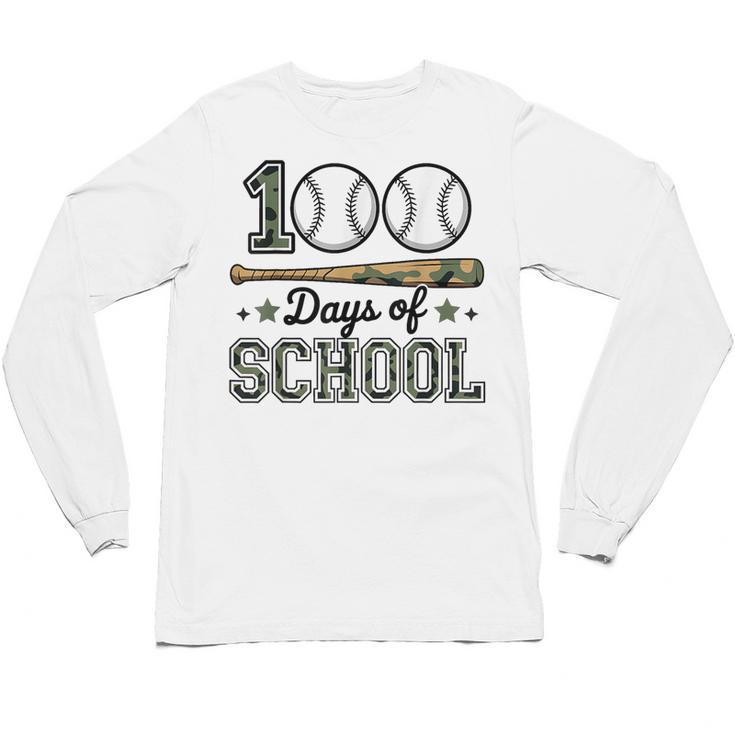 100 Days Of School Baseball Camo Boys School Teacher Unisex Long Sleeve T-Shirt