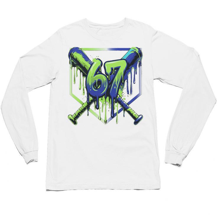 67 Baseball Drip Effect Urban Tee Style 6-7 Meme Graphic Premium Tri-Blend Unisex Long Sleeve T-Shirt
