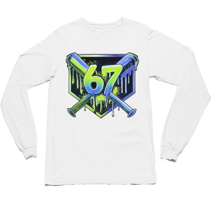 Awesome 67 Baseball Drip Effect Baseball 6-7 Meme Graphic Premium Tri-Blend Unisex Long Sleeve T-Shirt