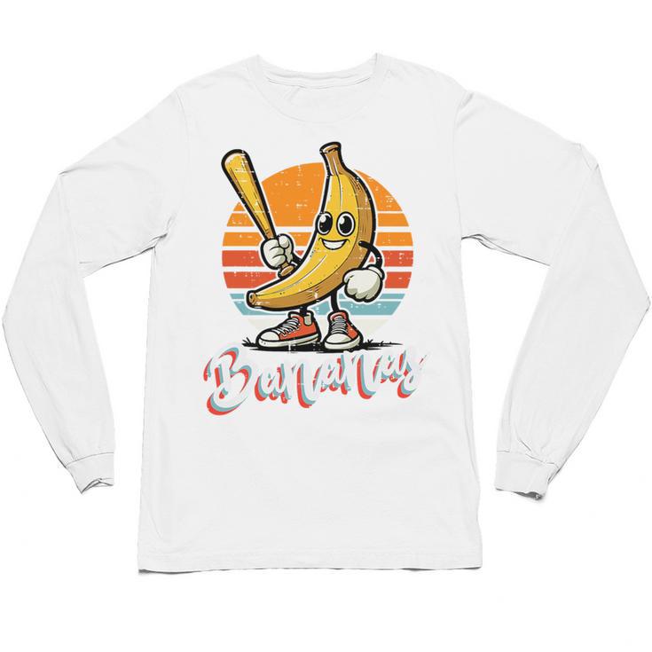 Bananas Baseball Sunset Retro Fruit Sports Boys Kids Men Premium Tri-Blend Unisex Long Sleeve T-Shirt