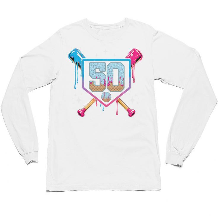 Baseball 50 Year Old Ice Cream Drip 50th Birthday Number 50 Unisex Long Sleeve T-Shirt