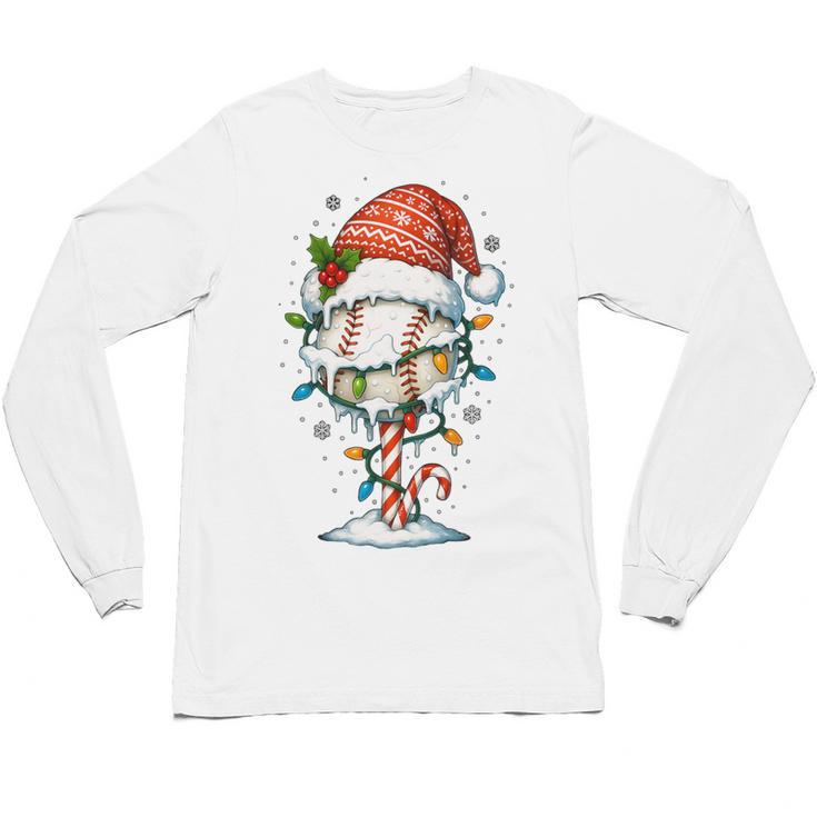 Baseball Christmas Ball Hat Snow Winter Premium Tri-Blend Unisex Long Sleeve T-Shirt