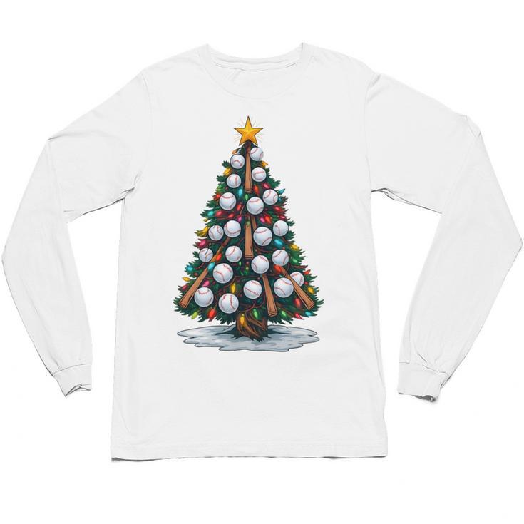 Baseball Christmas Tree Men Boys Youth Santa Sports Unisex Long Sleeve T-Shirt
