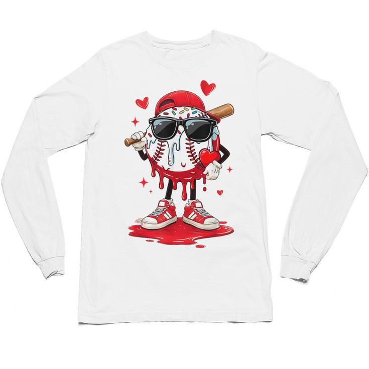 Baseball Drip Ice Cream Sunglasses Boys Youth Kids Valentine Unisex Long Sleeve T-Shirt