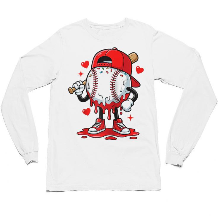 Baseball Drip Icecream Apparel Youth Boy Valentine Raglan Baseball Tee Unisex Long Sleeve T-Shirt