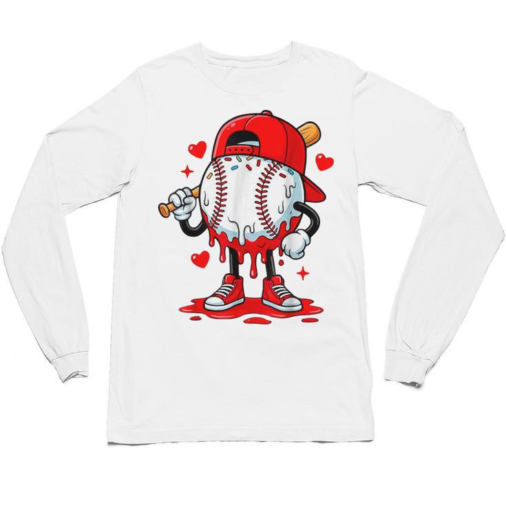 Baseball Drip Valentines Unisex Long Sleeve T-Shirt