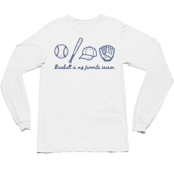 Baseball Is My Favorite Season Sports Minimalist Line Art Unisex Long Sleeve T-Shirt