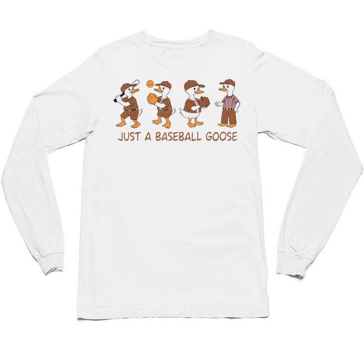 Baseball Goose Baseball Silly Goose Game Day Sports Unisex Long Sleeve T-Shirt