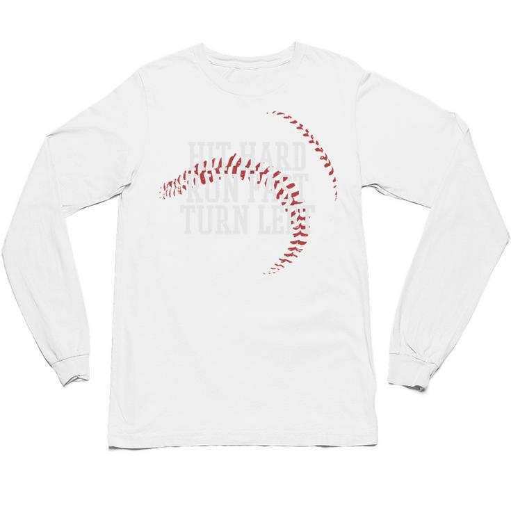Baseball Hit Hard Run Fast Turn Left Men Boys Kid Teen Youth Premium Tri-Blend Unisex Long Sleeve T-Shirt