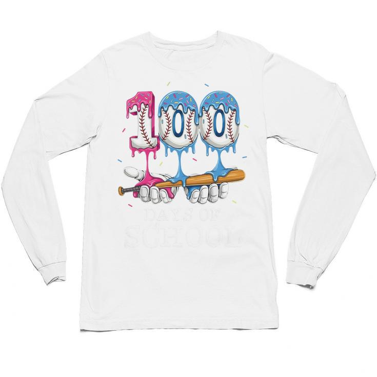 Baseball Player 100 Days Of School Sports Ice Cream Drip Premium Tri-Blend Unisex Long Sleeve T-Shirt