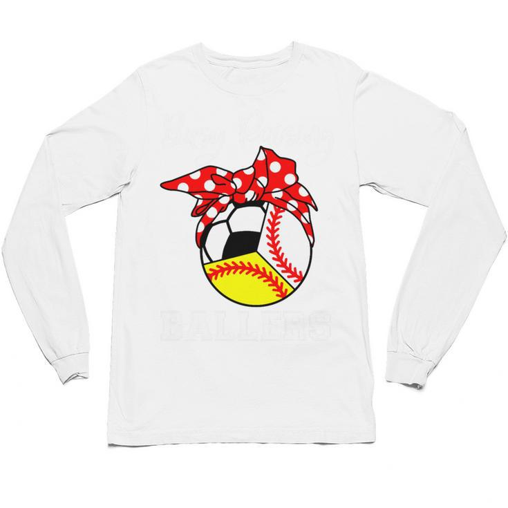 Busy Raising Ballers Baseball Softball Soccer Mom Premium Tri-Blend Unisex Long Sleeve T-Shirt