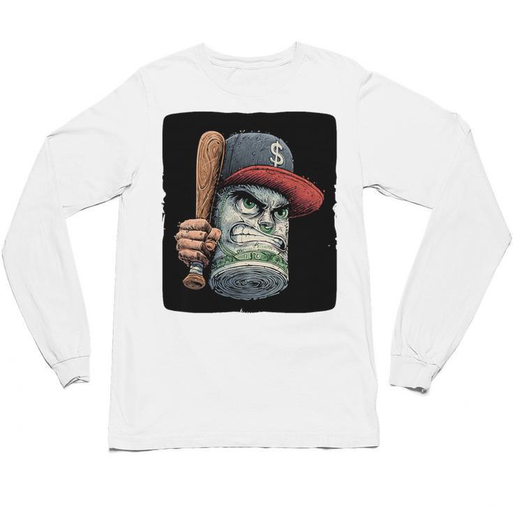 Cool Dollar Bill Guy With Cap And Baseball Costume Premium Tri-Blend Unisex Long Sleeve T-Shirt